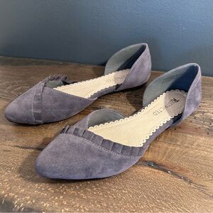Restricted Cut-Out Ruffle Suede Flat